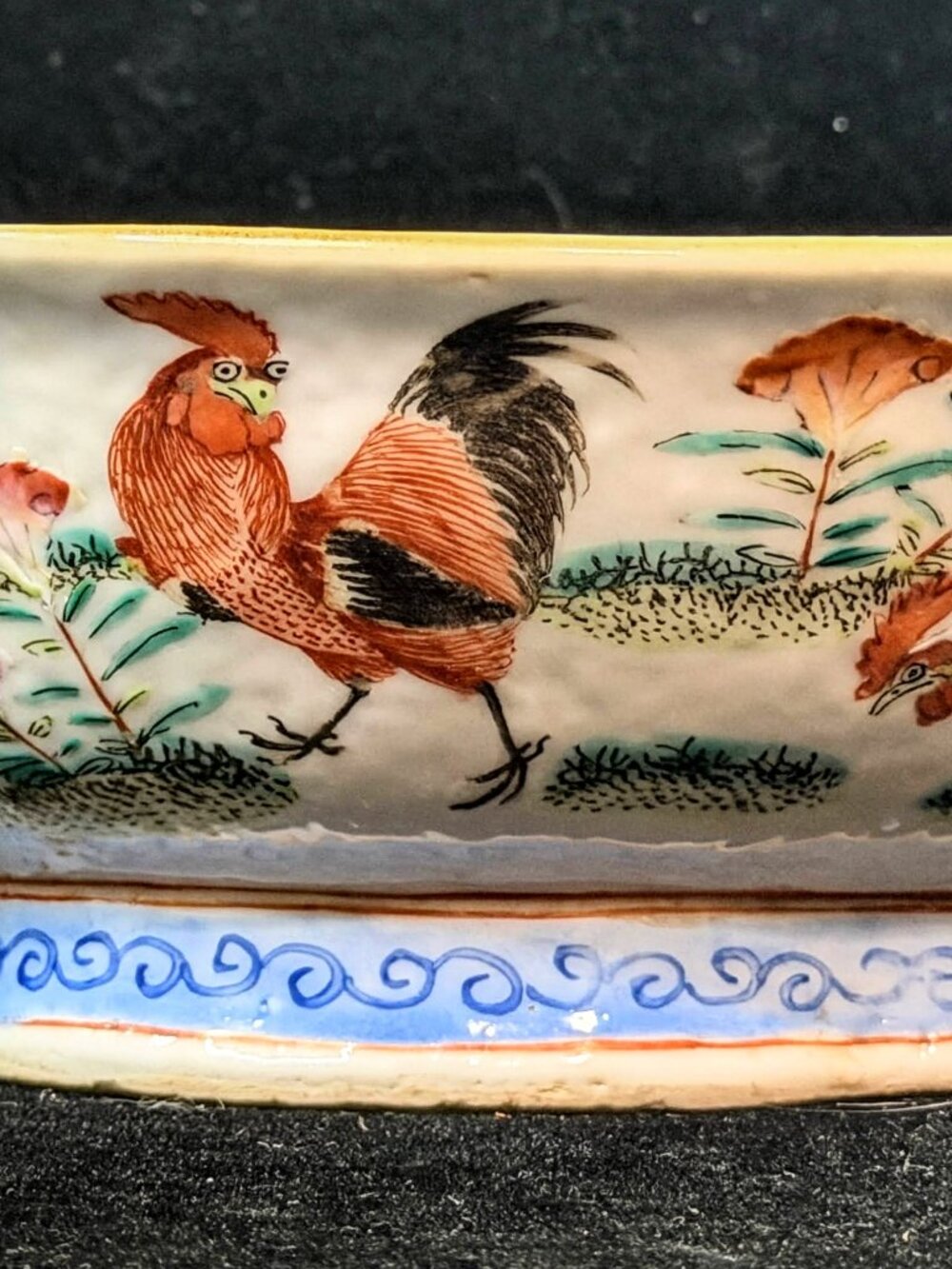 Antique Chinese Tongzhi Famille Rose Rooster Bowl Hand Painted A1275
